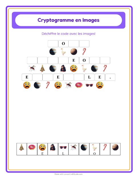 Aperçu de la fiche Cryptogramme pour École maternelle (grande section, 5-7 ans)