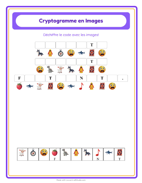 Aperçu de la fiche Cryptogramme pour École maternelle (grande section, 5-7 ans)