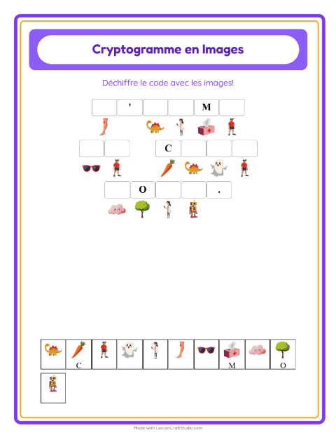 Aperçu de la fiche Cryptogramme pour École maternelle (grande section, 5-7 ans)