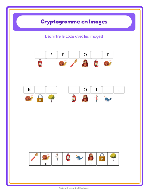 Aperçu de la fiche Cryptogramme pour École maternelle (grande section, 5-7 ans)