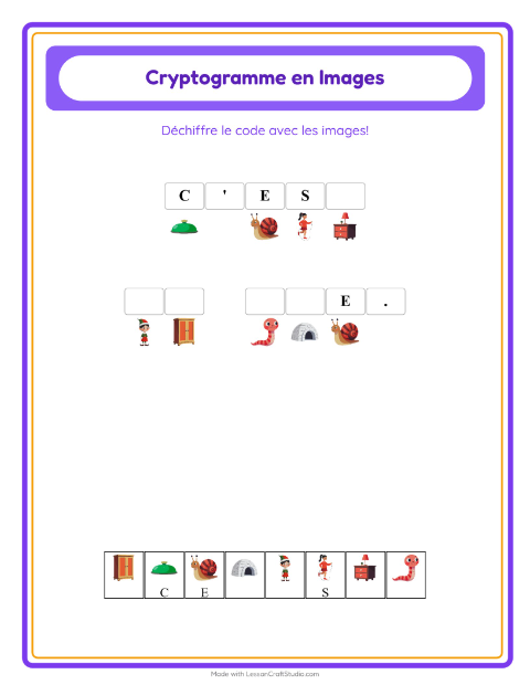 Aperçu de la fiche Cryptogramme pour École maternelle (grande section, 5-7 ans)