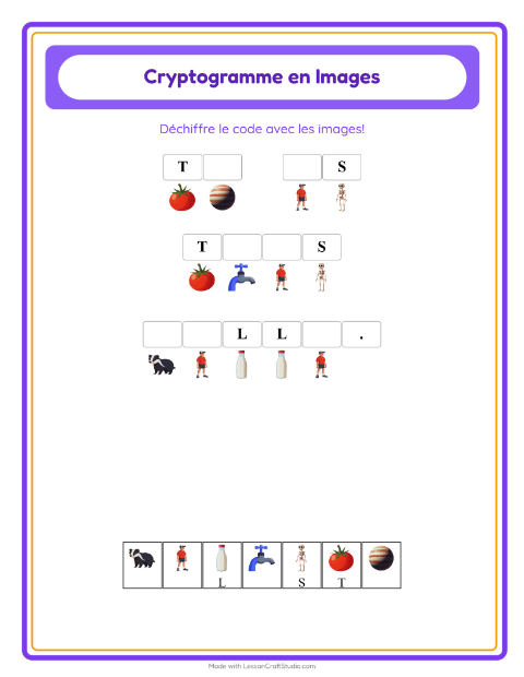 Aperçu de la fiche Cryptogramme pour École maternelle (grande section, 5-7 ans)