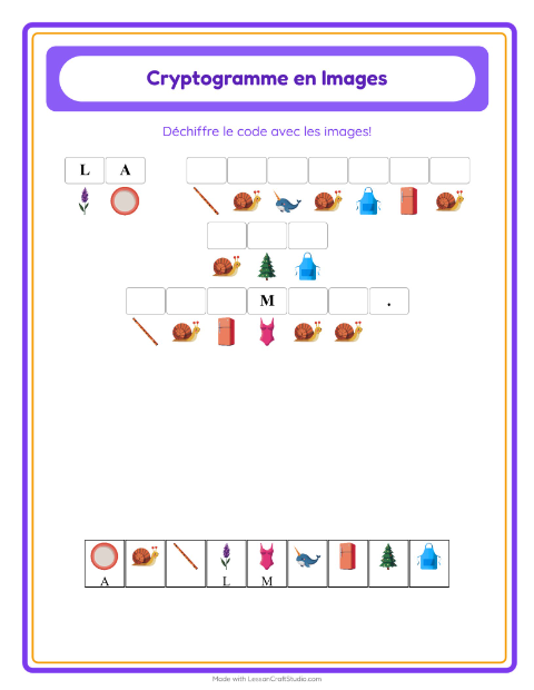 Aperçu de la fiche Cryptogramme pour École maternelle (grande section, 5-7 ans)