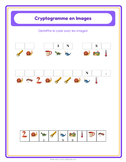 Aperçu de la fiche Cryptogramme pour École maternelle (grande section, 5-7 ans)