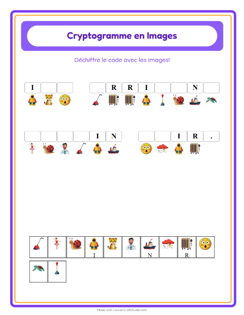 Aperçu de la fiche Cryptogramme pour École maternelle (grande section, 5-7 ans)