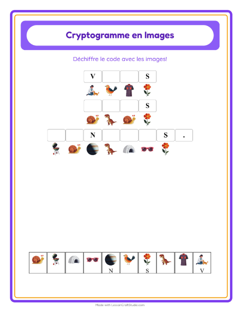 Aperçu de la fiche Cryptogramme pour École maternelle (grande section, 5-7 ans)