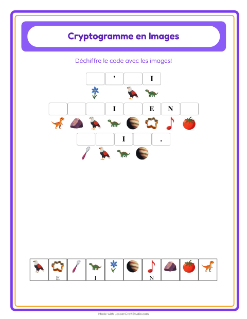Aperçu de la fiche Cryptogramme pour École maternelle (grande section, 5-7 ans)