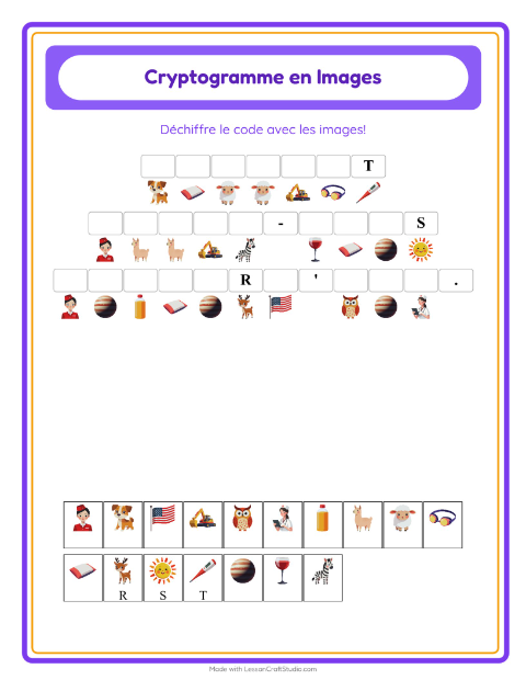 Aperçu de la fiche Cryptogramme pour École maternelle (grande section, 5-7 ans)