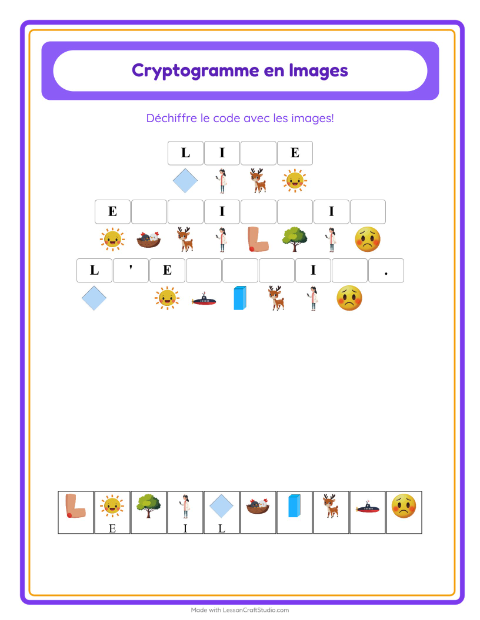 Aperçu de la fiche Cryptogramme pour École maternelle (grande section, 5-7 ans)