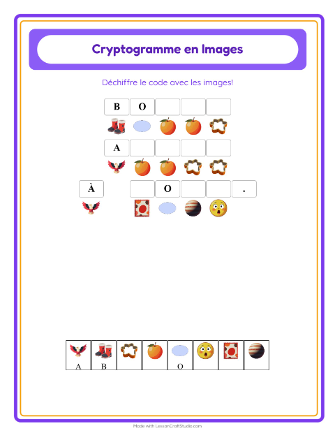 Aperçu de la fiche Cryptogramme pour École maternelle (grande section, 5-7 ans)