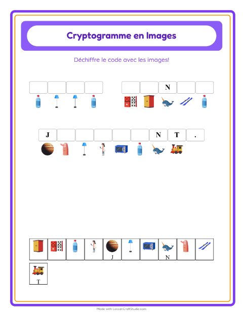 Aperçu de la fiche Cryptogramme pour École maternelle (grande section, 5-7 ans)