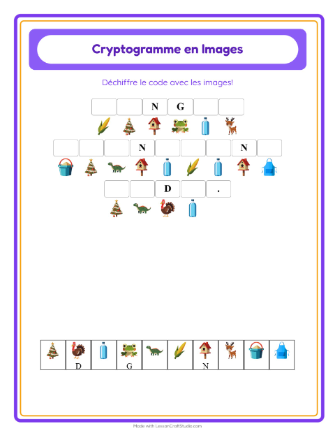 Aperçu de la fiche Cryptogramme pour École maternelle (grande section, 5-7 ans)