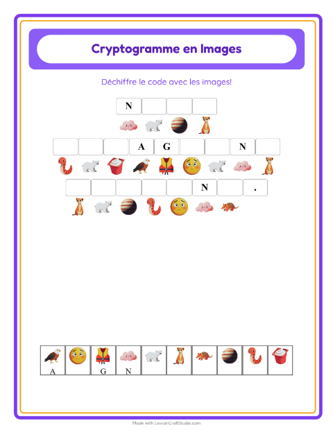 Aperçu de la fiche Cryptogramme pour École maternelle (grande section, 5-7 ans)