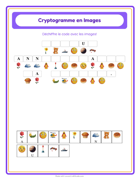 Aperçu de la fiche Cryptogramme pour École maternelle (grande section, 5-7 ans)