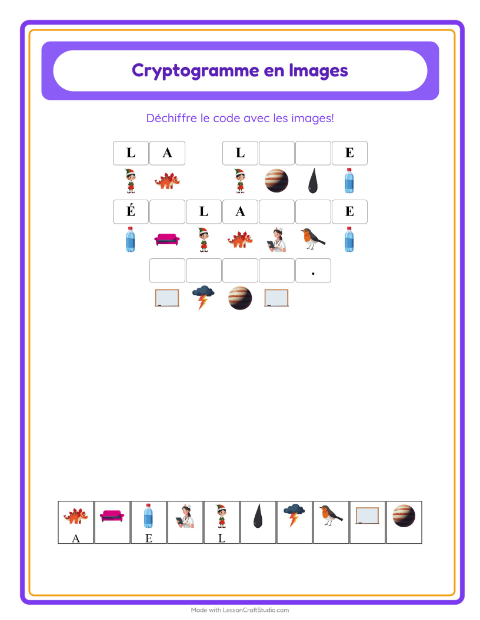 Aperçu de la fiche Cryptogramme pour École maternelle (grande section, 5-7 ans)