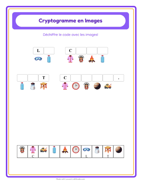 Aperçu de la fiche Cryptogramme pour École maternelle (grande section, 5-7 ans)