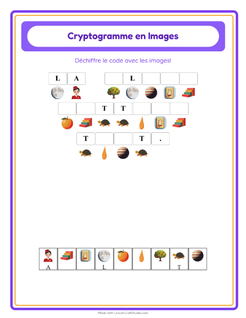 Aperçu de la fiche Cryptogramme pour École maternelle (grande section, 5-7 ans)