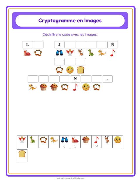 Aperçu de la fiche Cryptogramme pour École maternelle (grande section, 5-7 ans)