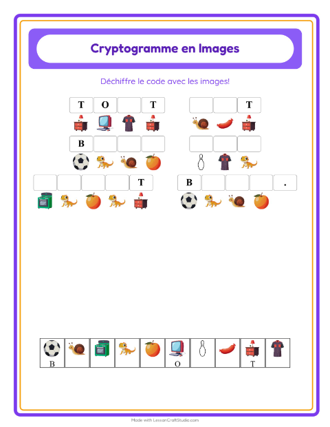 Aperçu de la fiche Cryptogramme pour École maternelle (grande section, 5-7 ans)