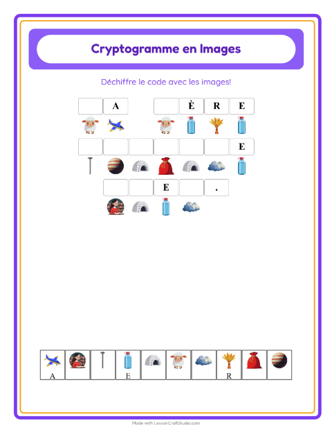 Aperçu de la fiche Cryptogramme pour École maternelle (grande section, 5-7 ans)