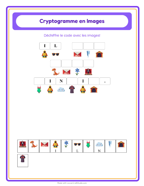 Aperçu de la fiche Cryptogramme pour École maternelle (grande section, 5-7 ans)
