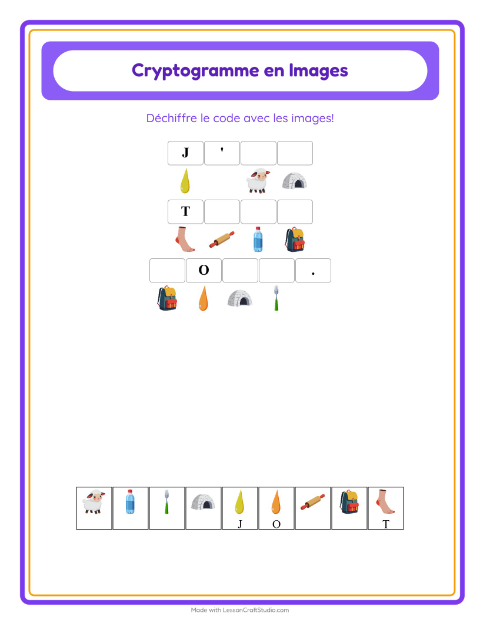 Aperçu de la fiche Cryptogramme pour École maternelle (grande section, 5-7 ans)