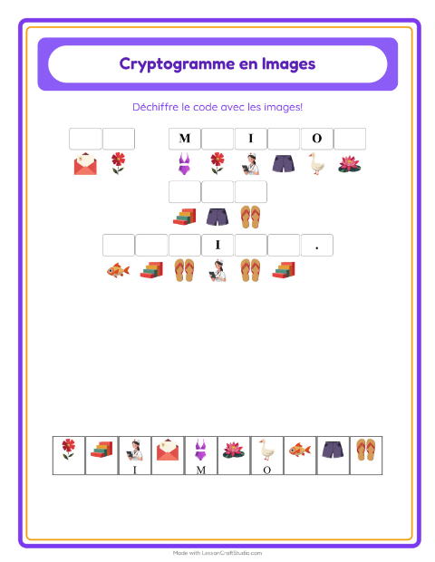 Aperçu de la fiche Cryptogramme pour École maternelle (grande section, 5-7 ans)