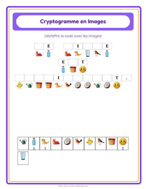 Aperçu de la fiche Cryptogramme pour École maternelle (grande section, 5-7 ans)