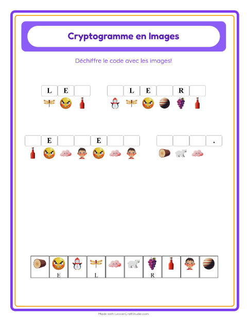 Aperçu de la fiche Cryptogramme pour École maternelle (grande section, 5-7 ans)