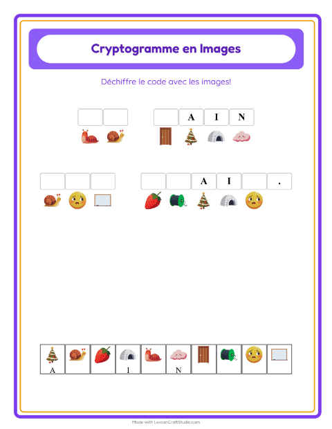 Aperçu de la fiche Cryptogramme pour École maternelle (grande section, 5-7 ans)