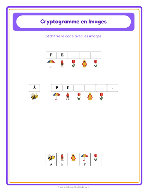 Aperçu de la fiche Cryptogramme pour École maternelle (grande section, 5-7 ans)
