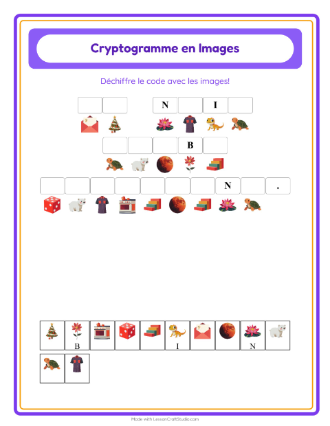 Aperçu de la fiche Cryptogramme pour École maternelle (grande section, 5-7 ans)