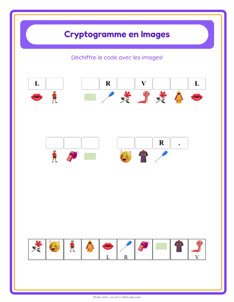 Aperçu de la fiche Cryptogramme pour École maternelle (grande section, 5-7 ans)