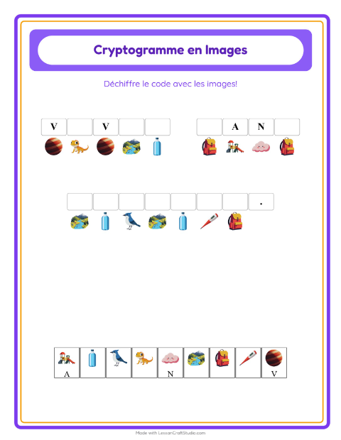 Aperçu de la fiche Cryptogramme pour École maternelle (grande section, 5-7 ans)