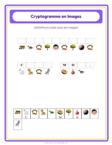 Aperçu de la fiche Cryptogramme pour École maternelle (grande section, 5-7 ans)