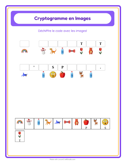 Aperçu de la fiche Cryptogramme pour École maternelle (grande section, 5-7 ans)