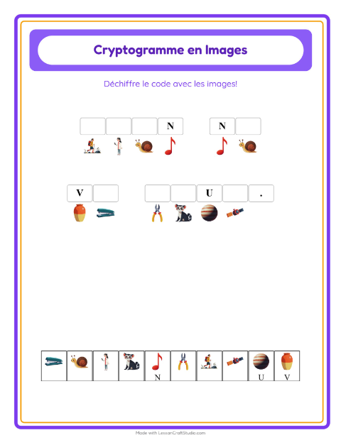 Aperçu de la fiche Cryptogramme pour École maternelle (grande section, 5-7 ans)