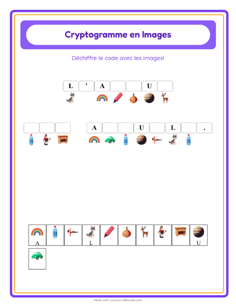 Aperçu de la fiche Cryptogramme pour École maternelle (grande section, 5-7 ans)