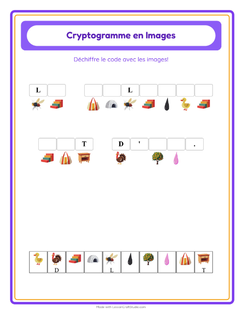 Aperçu de la fiche Cryptogramme pour École maternelle (grande section, 5-7 ans)