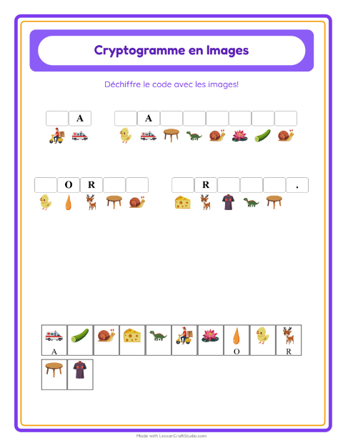 Aperçu de la fiche Cryptogramme pour École maternelle (grande section, 5-7 ans)