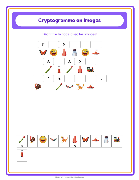 Aperçu de la fiche Cryptogramme pour École maternelle (grande section, 5-7 ans)