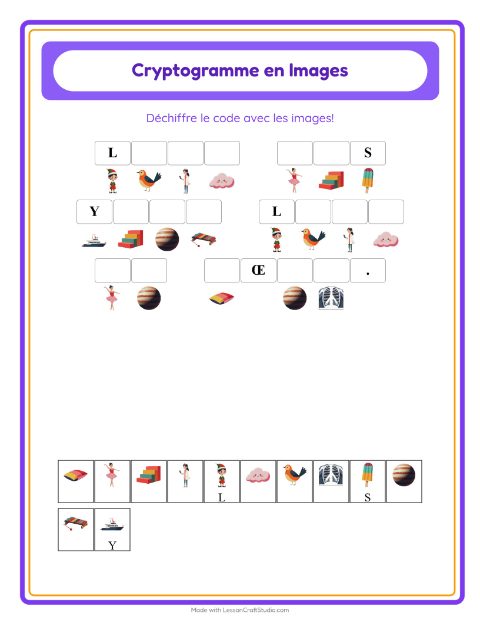 Aperçu de la fiche Cryptogramme pour École maternelle (grande section, 5-7 ans)