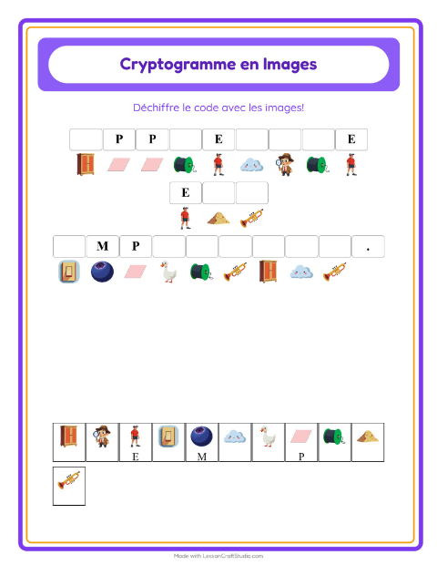 Aperçu de la fiche Cryptogramme pour École maternelle (grande section, 5-7 ans)
