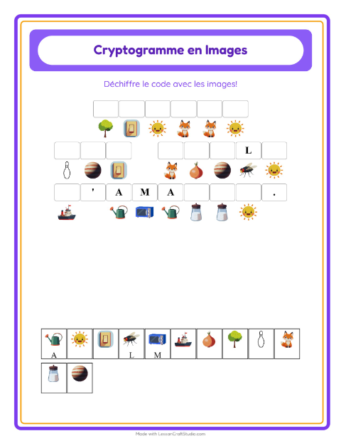 Aperçu de la fiche Cryptogramme pour École maternelle (grande section, 5-7 ans)