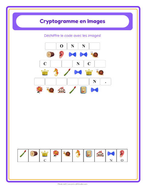 Aperçu de la fiche Cryptogramme pour École maternelle (grande section, 5-7 ans)