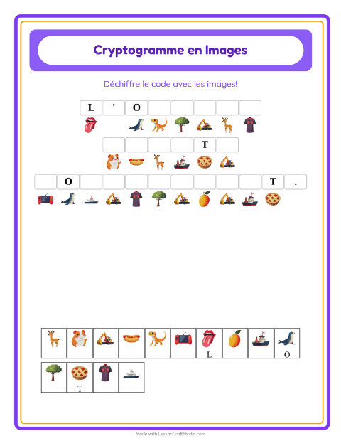 Aperçu de la fiche Cryptogramme pour École maternelle (grande section, 5-7 ans)