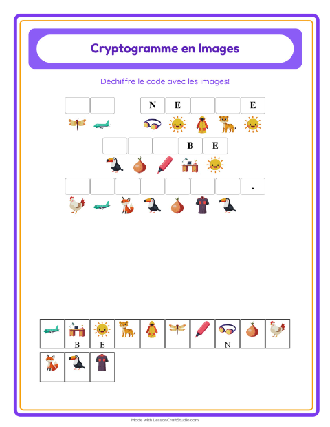 Aperçu de la fiche Cryptogramme pour École maternelle (grande section, 5-7 ans)