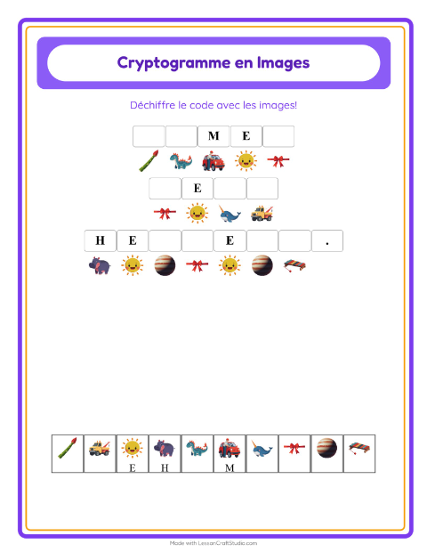 Aperçu de la fiche Cryptogramme pour École maternelle (grande section, 5-7 ans)