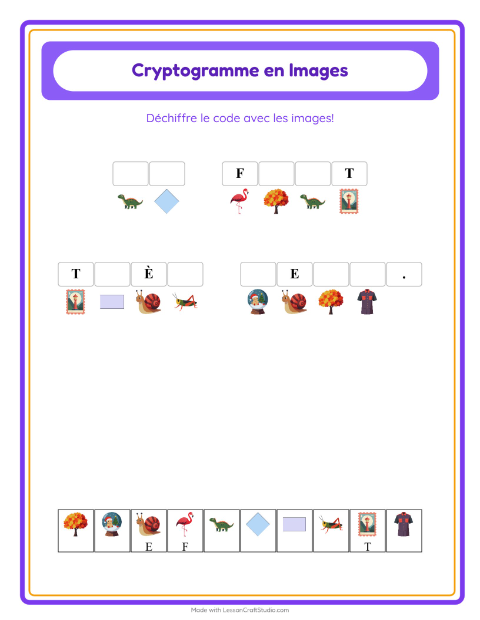 Aperçu de la fiche Cryptogramme pour École maternelle (grande section, 5-7 ans)