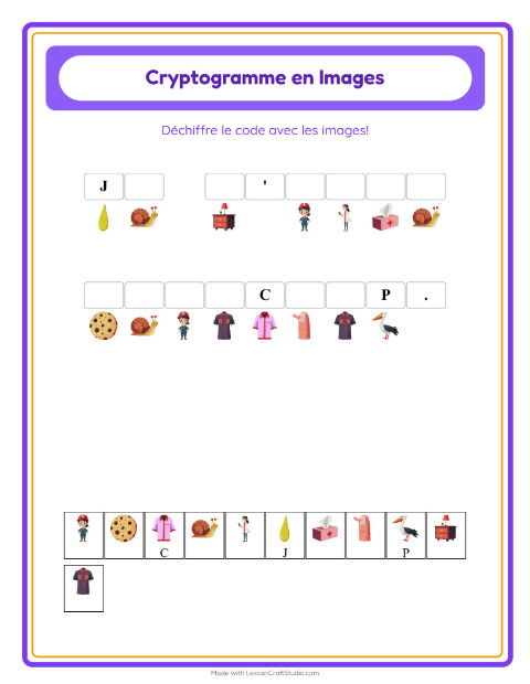 Aperçu de la fiche Cryptogramme pour École maternelle (grande section, 5-7 ans)